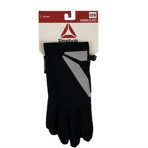 NWT Reebok Tech Touch Reflective Stripes Running Gloves Black One Size Fits Most